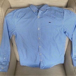Vineyard Vines Youth Large Performance button down - royal blue/white